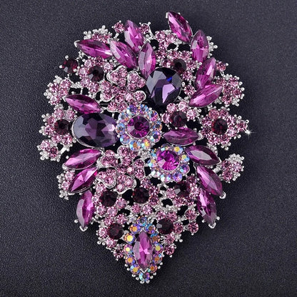 SKEDS Exaggerated Luxury Full Crystal Waterdrop Flower Brooch Pin For Women Men Shining Boutique Decoration Party Wedding Badges
