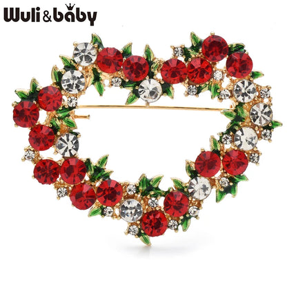 Wuli&baby Sparkling Heart Brooches For Women Unisex 4-color Rhinestone Love Party Office Clothes Brooch Pins Gifts