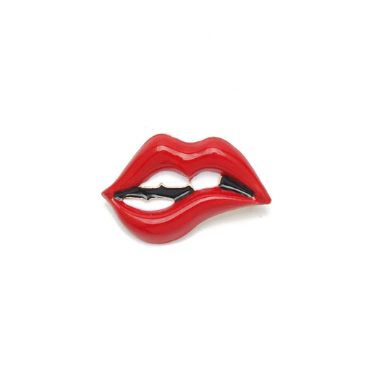 Wuli&baby Red Lip Enamel Brooches Women Men Party Banquet Alloy Brooches Pins Girls' Hats Bags Accessories