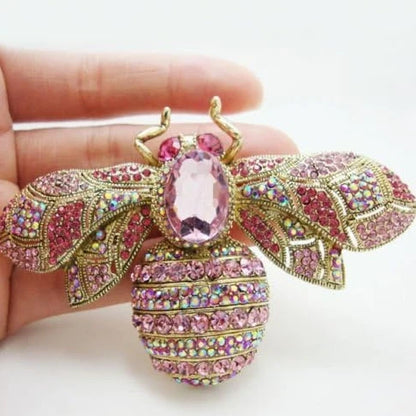 SKEDS Luxury Exaggerated Vintage Women Girls Crystal Bee Brooch Pin Fashion Elegant Lady Exquisite Insect Rhinestone Badges