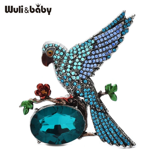 Wuli&baby Luxury Shining Crystal Bird Brooches Vintage 4-color Beautiful Animal Party Office Brooch Pins Gifts