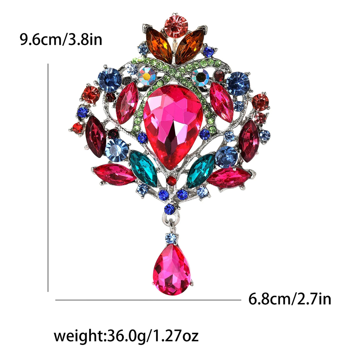 Beaut&Berry Rhinestone Luxury Brooches for Women Unisex Crystal Glass Pendant Pins Office Party Friend Gifts Jewelry Accessories