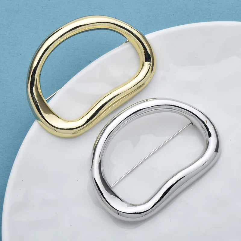 Wuli&baby Elegant Stainless Steel Geometric Brooches For Women Men 2-color Minimalist Party Office Brooch Pins Gifts