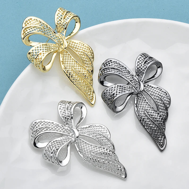 Wuli&baby Alloy Bowknot Brooches For Women Unisex 3-color Beautiful Simple Design Party Office Brooch Pins Gifts