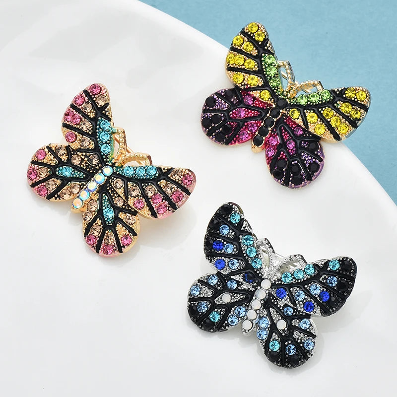 Wuli&baby Cute Shinning Butterfly Brooches For Women Unisex 3-color Beautiful Insects Clothes Collar Brooch Pins Gifts