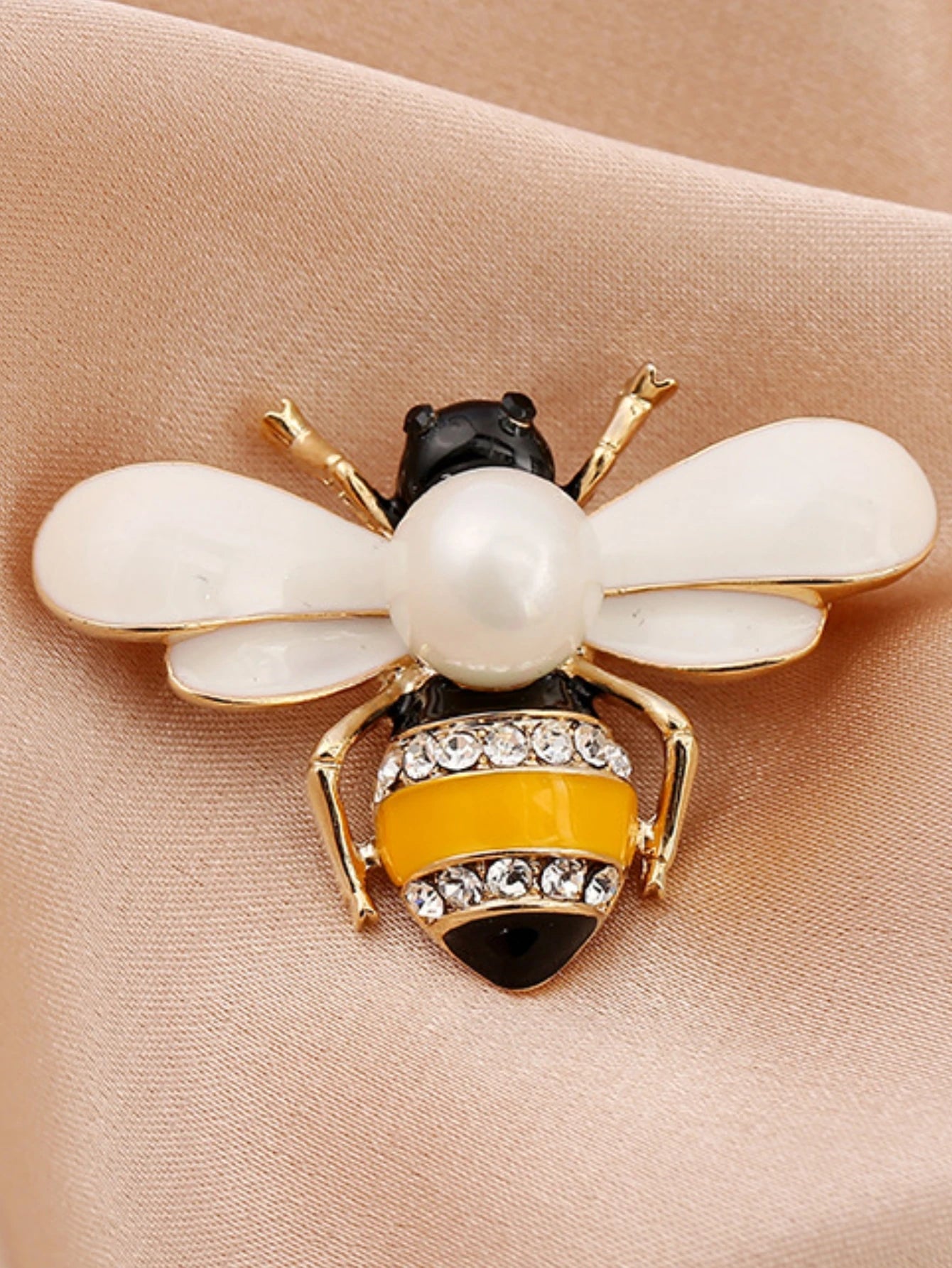 1 piece of women's European and American trendy little bee pearl brooch for fashionable dressing, banquet, party, holiday gift