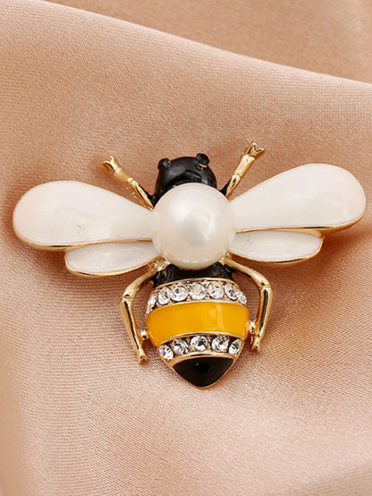 1 piece of women's European and American trendy little bee pearl brooch for fashionable dressing, banquet, party, holiday gift