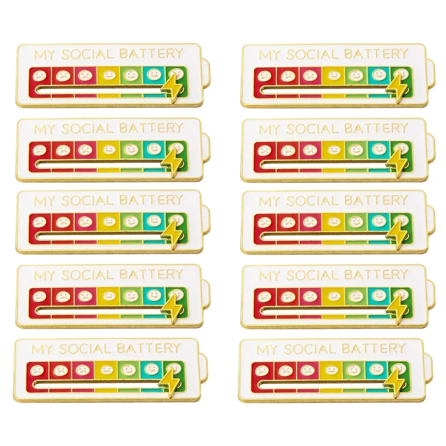 My Social Power Battery Brooch Social Power Enamel Badge Transform Mood Energy Brooche Alloy Badge Gift Brooches for Women Pin