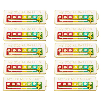 My Social Power Battery Brooch Social Power Enamel Badge Transform Mood Energy Brooche Alloy Badge Gift Brooches for Women Pin