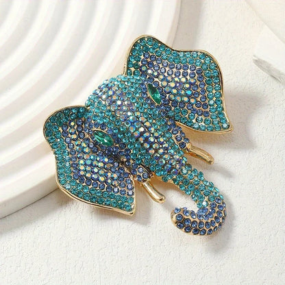 Vintage Women Men Fashion Palace Design Elephant Rhinestone Brooches Pins Retro Middle Unisex Suit Dress Badges Buckle Jewelry