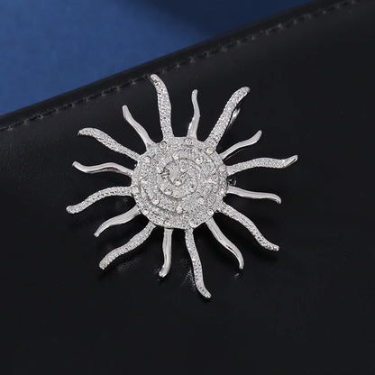 Sun Flower Brooch Pins Crystal Snail Metal Badge 2 Colors Jewelry Accessory For Suit and Dress