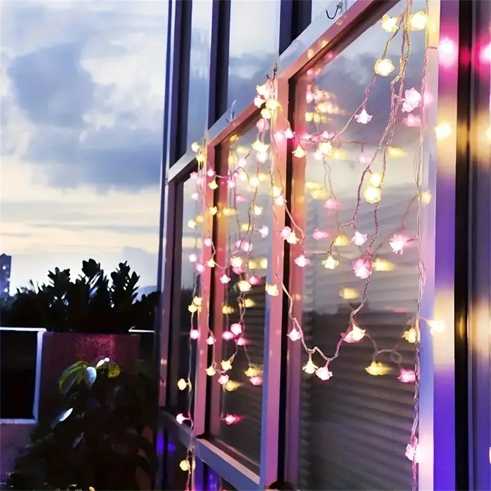 1PC 1.5M/3M/4.5M LED Cherry Flower Light String,powered by AA batteries(excl),used for bedroom,living room and party decoration