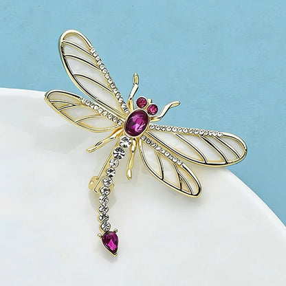 Wuli&baby Beautiful Dragonfly Brooches For Women Unisex 2-color Rhinestone Insects Party Office Brooch Pins Gifts
