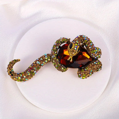 SKEDS Women Men Fashion Exquisite Colorful Rhinestone Snake Brooch Pin Elegant Lady Crystal Shining Animal Badges Corsages