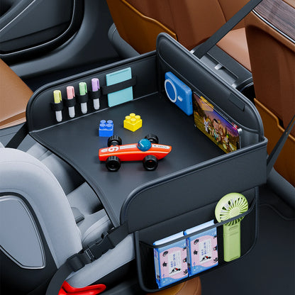 Child Car Dining Drawing Table Leather Universa Safety Seat Tray Backseat Children Table Tool Toys Phone Storage Pocket Lap Desk
