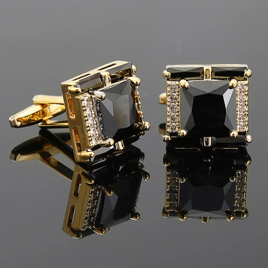 Diamond Cufflinks Mens Shirts Jewelry Luxury Brand Button Green French Style Cufflinks Black Crystal Hot Sale Cuff zircon Buckle