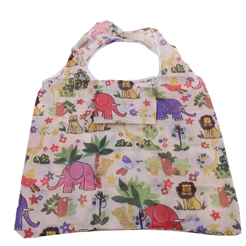 Shopping Bags Fashion Portable Various Prints and Large Capacity Convenient Nylon Easy to Fold Package Travel Essential
