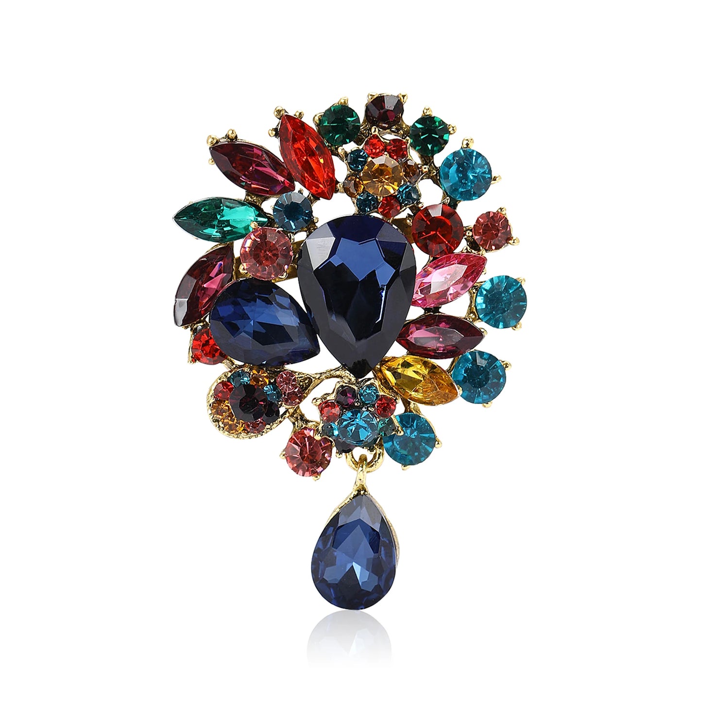 Beaut&Berry Vintage Crystal Glass Brooches for Women Unisex Rhinestone Pins Friends Party Gifts Banquet Jewellery Accessories