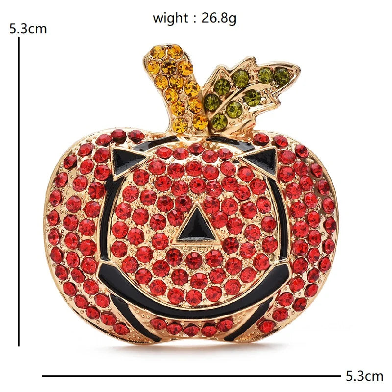 Wuli&baby Vintage Rhinestone Pumpkin Brooches For Women Men Halloween Party Brooch Pins Gifts