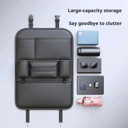 Multi-functional Car Seat Back Organizer High-Capacity Multi-Pocket Backseat Storage Bag Wear-Resistant Anti Kick Mat
