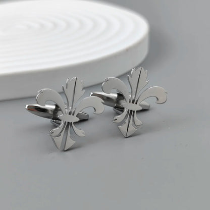Retro Baroque men's cufflink shirt with fashionable lilies, stainless steel high-quality birthday gift, formal wear