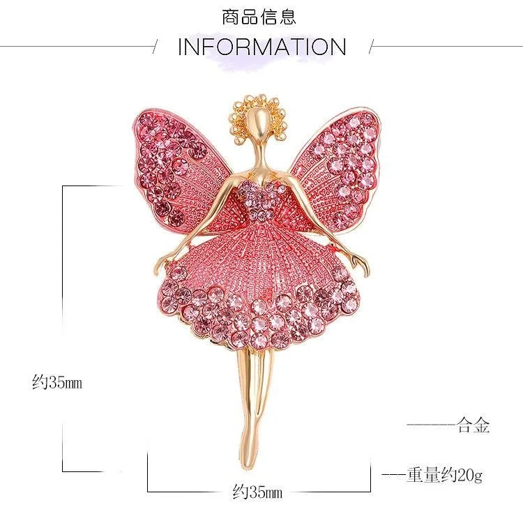 Fashionable and cute angel brooch with full diamond alloy clip