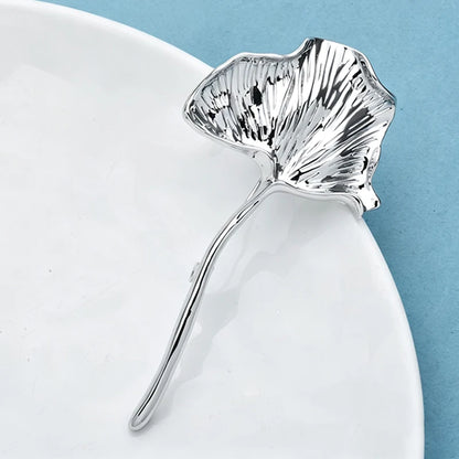 Wuli&baby Stainless Steel Ginkgo Leaf Brooches For Women Unisex 2-color Cold-wind Style Flowers Plants Party Causal Brooch Pins