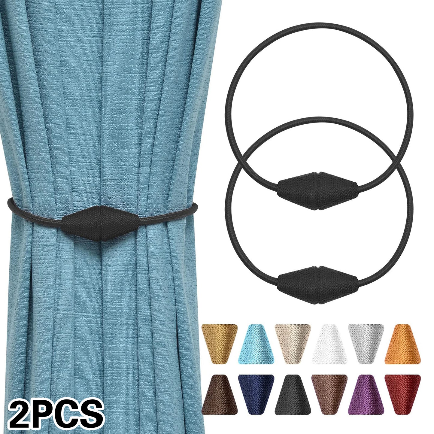 2pcs European style conical shaped strong magnetic curtain tiebacks for thin or heavy curtains, suitable for home, living room
