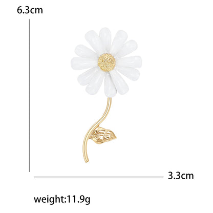 Enamel Sunflower Brooches for Women Unisex Pearl Flower Botanical Pins Banquet Party Backpack Gifts Jewelry Accessories