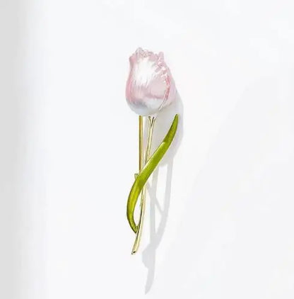 Resin Tulip Brooch for Women Unisex Rhinestone Flower Pin Pearl Plant Lapel Pin Banquet Party Backpack Gifts Jewelry Accessories