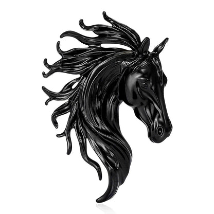 Beaut&Berry Trendy Enamel Horse Head Brooches for Women Zodiac Animal Pins Casual Party Accessories New Gifts Friends Decoration
