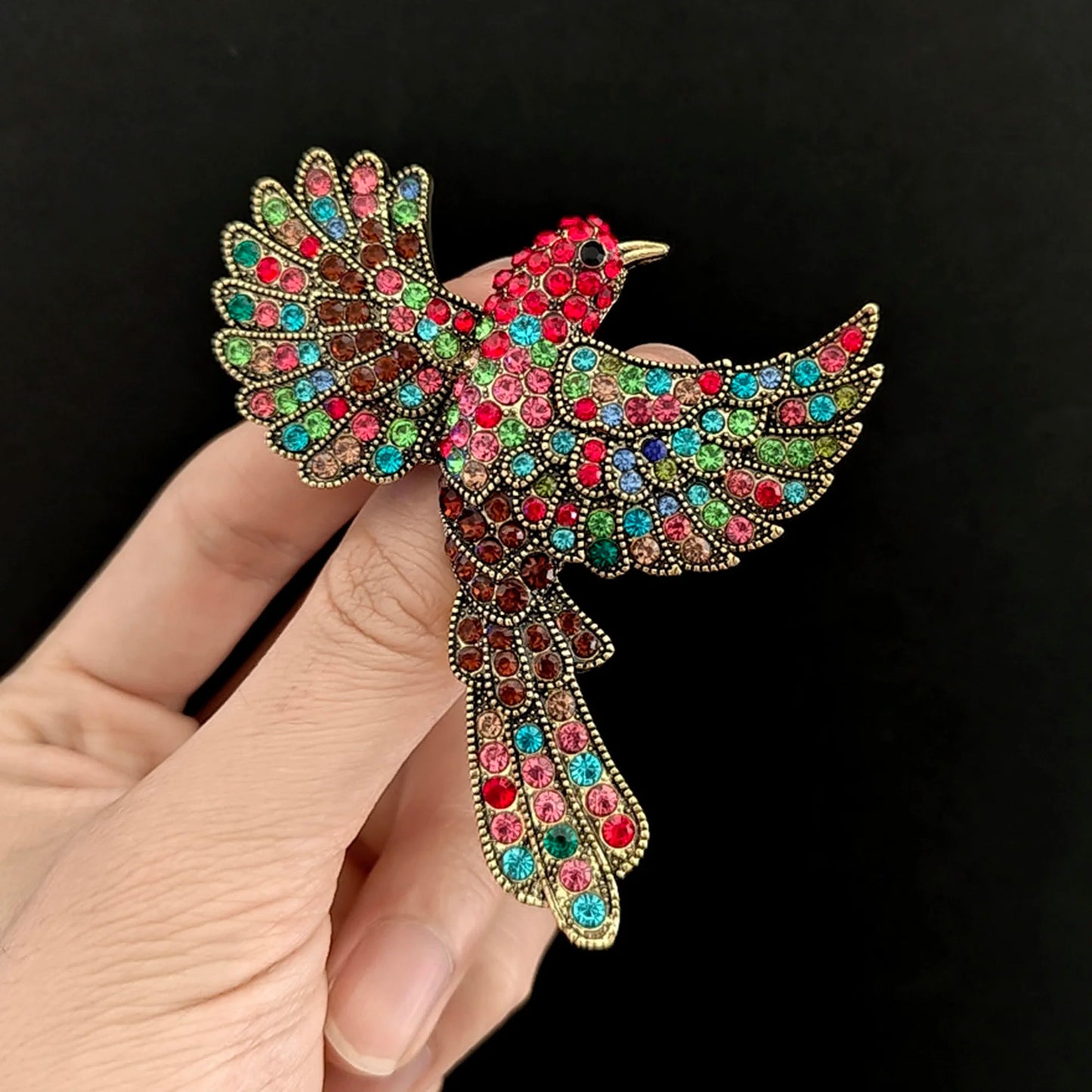 Beaut&Berry Classic Rhinestone Bird Brooches for Women Unisex Animal Pins Casual Party Jewelry Accessories Gifts Decoration