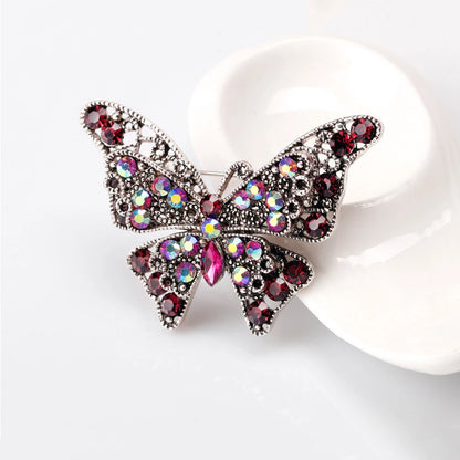 Rhinestone Butterfly Brooch Pins Trendy Alloy Enamel Metal Lapel Pin Glittering Multi-Color Optional For Women Small Gift Access