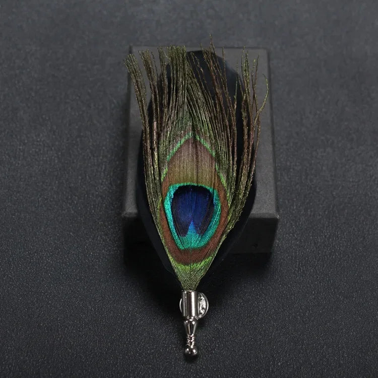 i-Remiel Long Needle Brooch Scarf Feather Brooch Korean Men's Jewelry Fabric Brooches and Pins Korea Suit Wedding Accessories