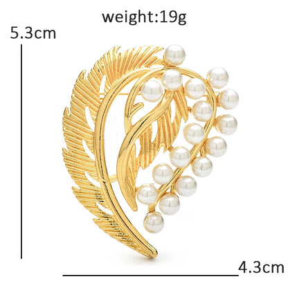 Wuli&baby Pearl Heart Brooches For Women Unisex Elegant Geometric Plants Flower Party Office Brooch Pins Gifts