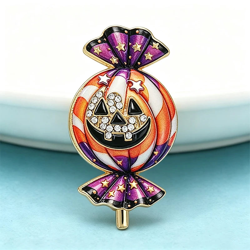 Wuli&baby Lovely Candy Pumpkin Brooches For Women Unisex All Saints Day Halloween Casual Party Brooch Pin Gifts