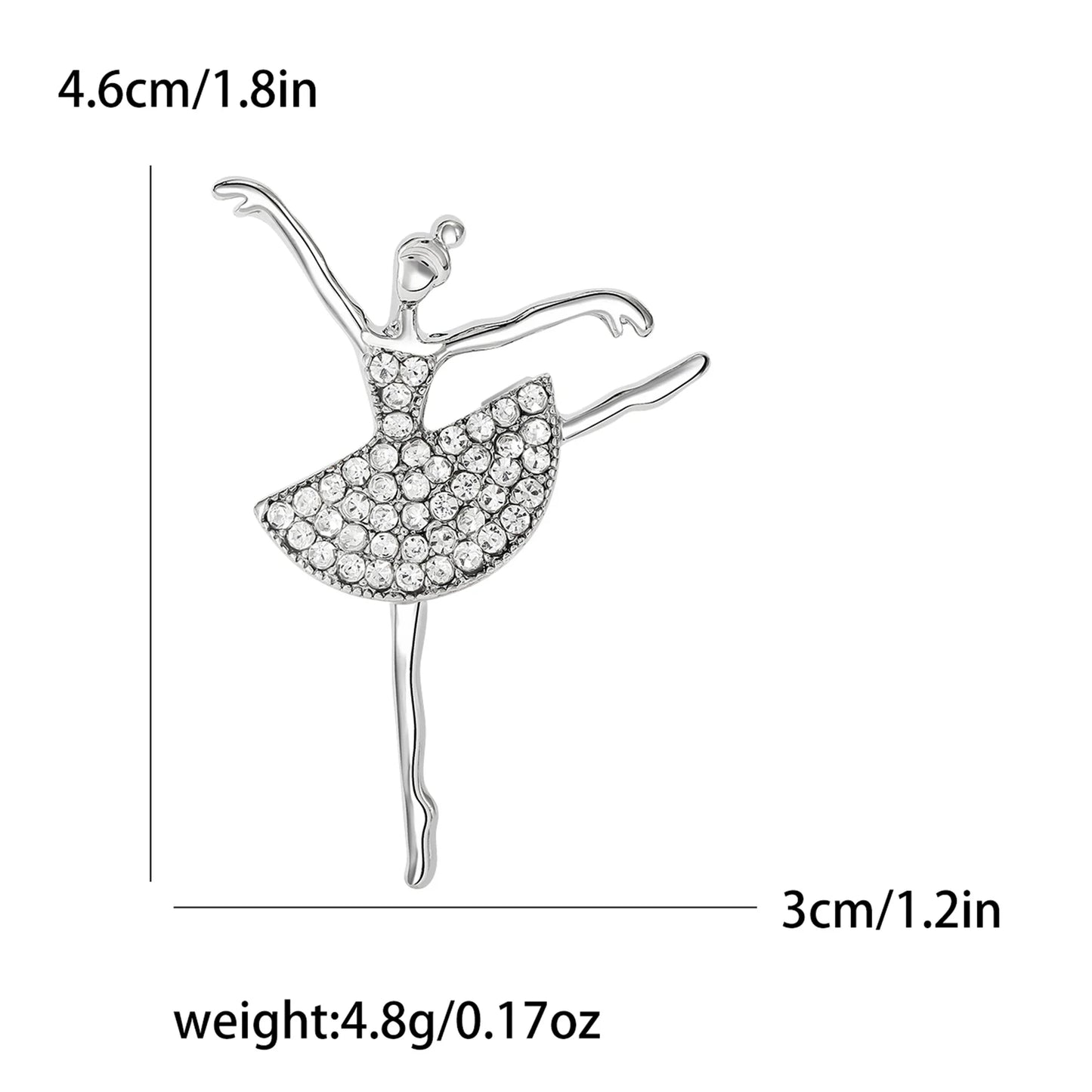 Rhinestone Ballerina Brooches for Women Acrylic Elf Pins Pearl Girls Accessories Office Party Friend Gifts