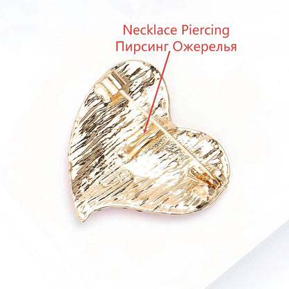 Beaut&Berry Luxury Rhinestone Heart Brooches for Women Unisex Love Pins Casual Party Jewelry Accessories Gifts Decoration
