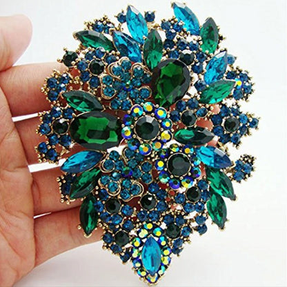 SKEDS Exaggerated Luxury Full Crystal Waterdrop Flower Brooch Pin For Women Men Shining Boutique Decoration Party Wedding Badges