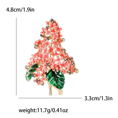 Enamel Hydrangea Brooches for Women Unisex Trendy Rhinestone Flower Pins Banquet Party Backpack Gifts Jewelry Accessories