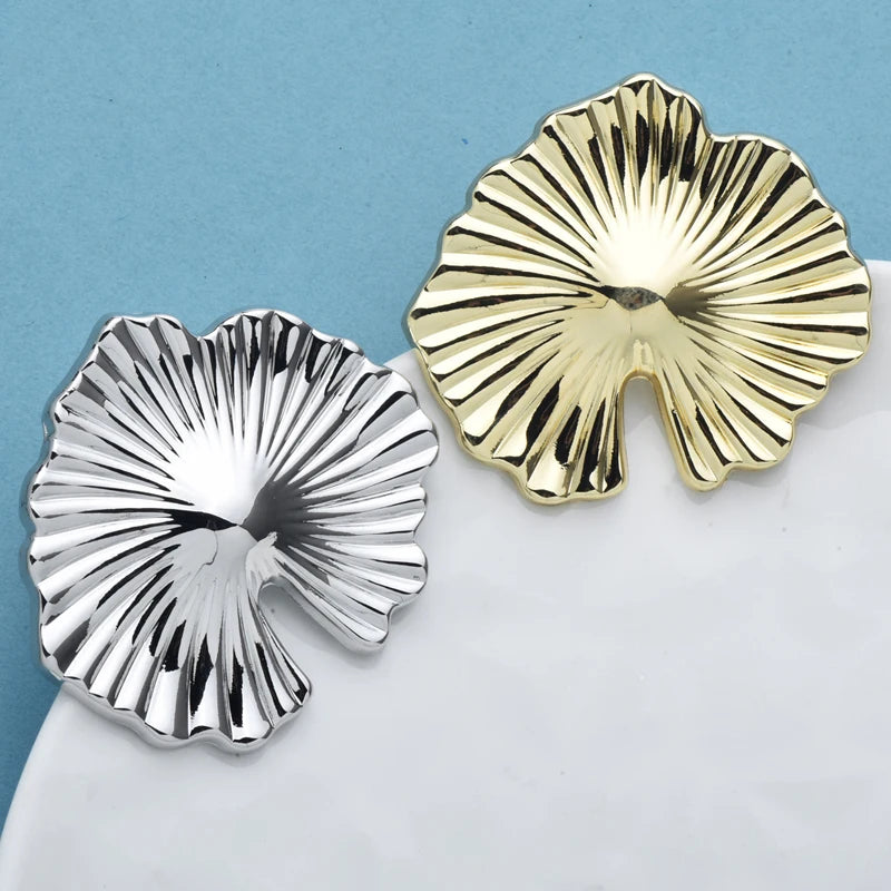Wuli&baby Stainless Steel Lotus Leaf Brooches For Women Unisex 2-color Easy-match Plants Party Office Brooch Pins Gifts
