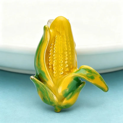 Wuli&baby Cute Corn Brooches For Women Unisex Enamel Plants Summer Collar Brooch Pin Fashion Jewelry Gifts