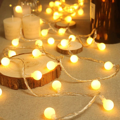 LED String Fairy Ball Lights USB/Battery Box Outdoor Ball Chain Lights Garland Lights Party Home Wedding Garden Christmas Decor