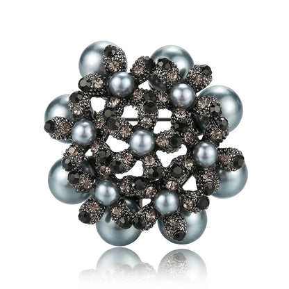 Beaut&Berry Luxury Rhinestone Pearl Flower Brooches for Women Unisex Lapel Pins Casual Party Jewelry Accessories Gifts
