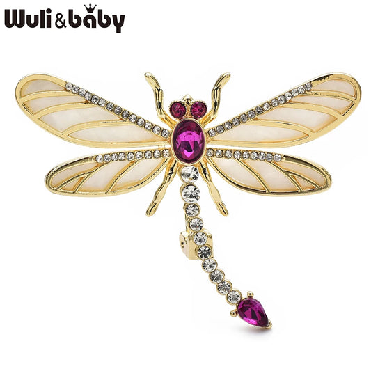 Wuli&baby Beautiful Dragonfly Brooches For Women Unisex 2-color Rhinestone Insects Party Office Brooch Pins Gifts