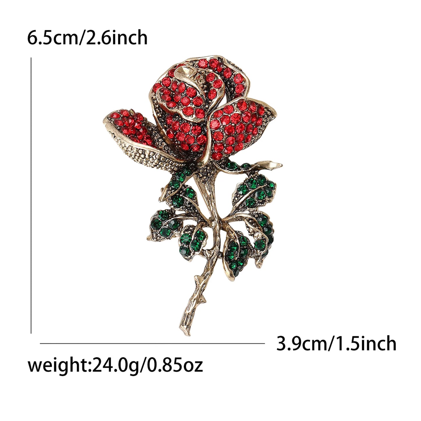 Beaut&Berry Vintage Rhinestone Rose Brooches for Women Enamel Plant Pins Friends Party Gifts Banquet Jewellery Accessories