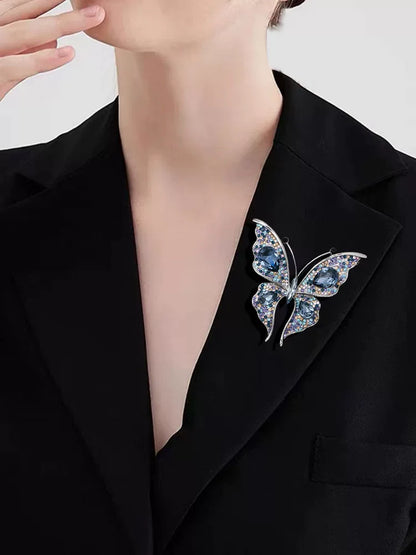 Fashion Rhinestone Butterfly Brooches for Women Unisex 2-Colors Insect Lapel Pins Banquet Party Gifts Jewelry Accessories