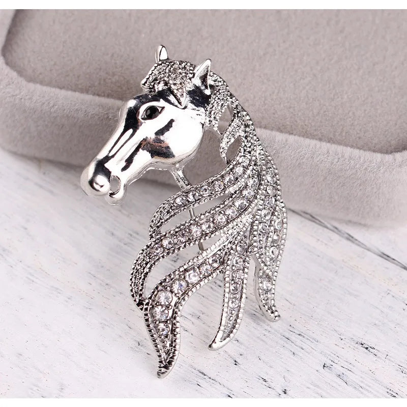 women men horse head brooch suit shawl exquisite accessories pins jewelry