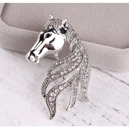 women men horse head brooch suit shawl exquisite accessories pins jewelry