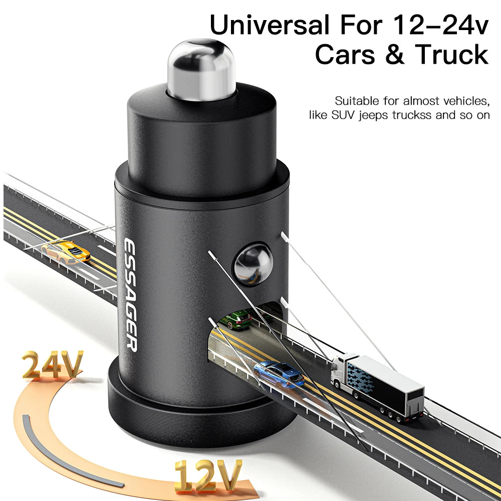 Essager USB C Car Charger 45W 5A Quick Charge 4.0 QC PD 3.0 SCP USB Type C Fast Charging For iPhone14 13 Huawei Samsung Xiaomi
